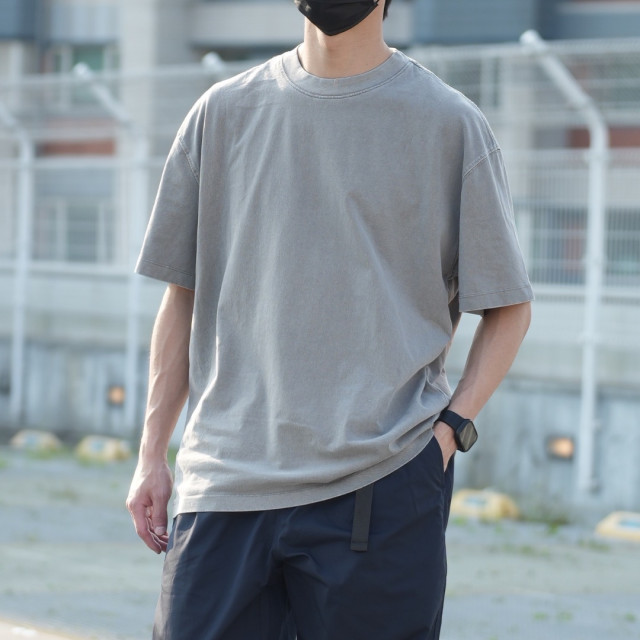 270克重磅臘染水洗短T