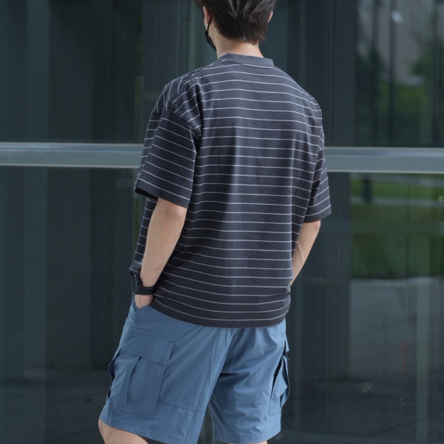 310克重磅雙紗條紋短T