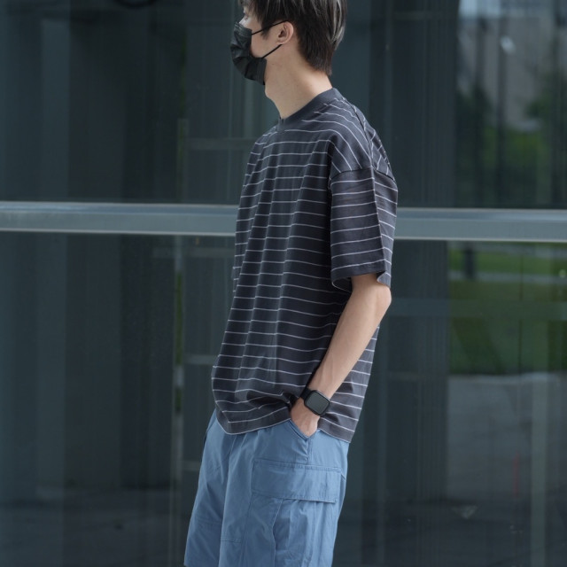 310克重磅雙紗條紋短T