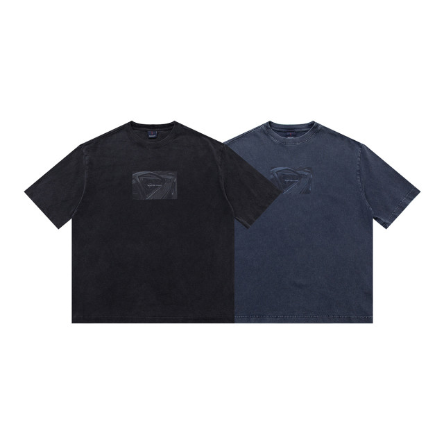 320克重磅復古水洗印花短T