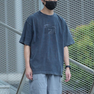 320克重磅復古水洗印花短T