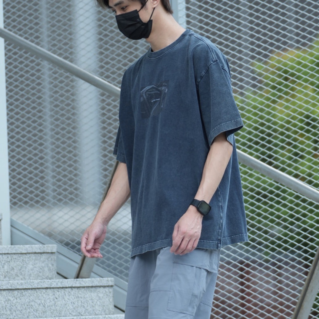 320克重磅復古水洗印花短T