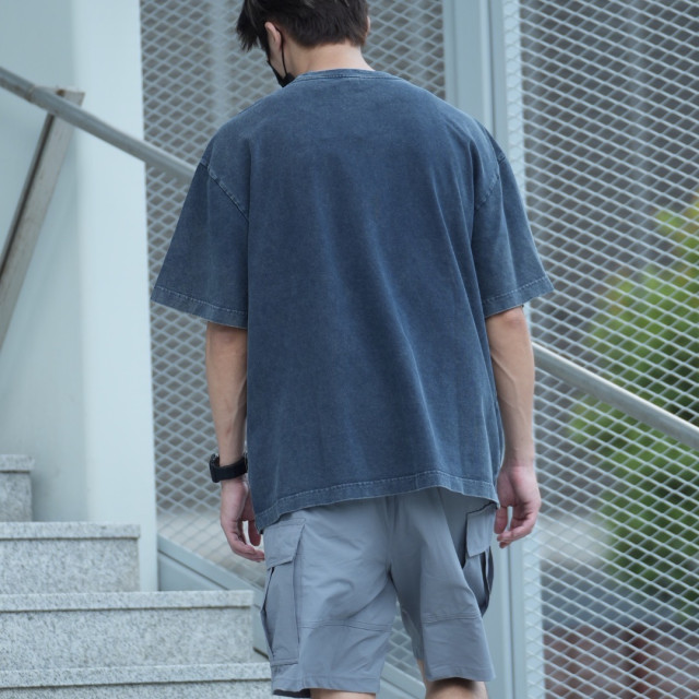 320克重磅復古水洗印花短T