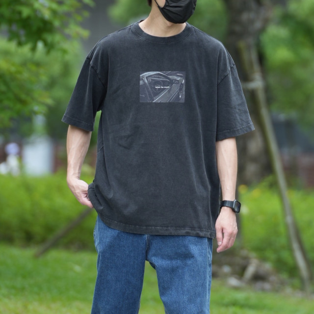 320克重磅復古水洗印花短T