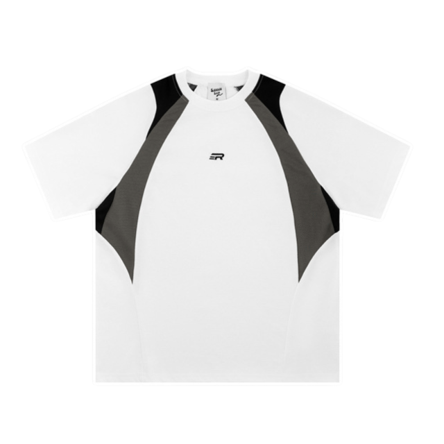 美式網眼拼接撞色短T