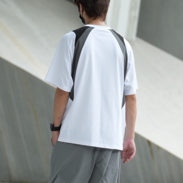 美式網眼拼接撞色短T