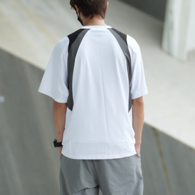 美式網眼拼接撞色短T