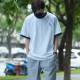 簡約插肩縫線拼接撞色休閒短T